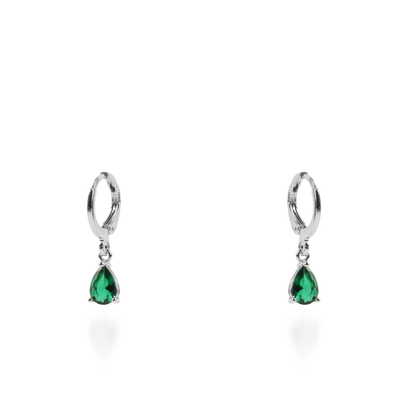 Σκουλαρίκια κρεμαστά με πέτρες ζιργκόν Mar and Mar Quilly Silver (Green)