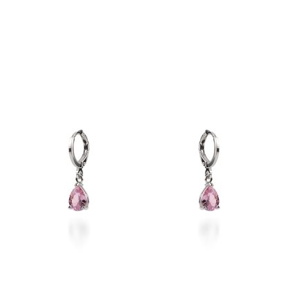 Σκουλαρίκια κρεμαστά με πέτρες ζιργκόν Mar and Mar Quilly Silver (Pink)
