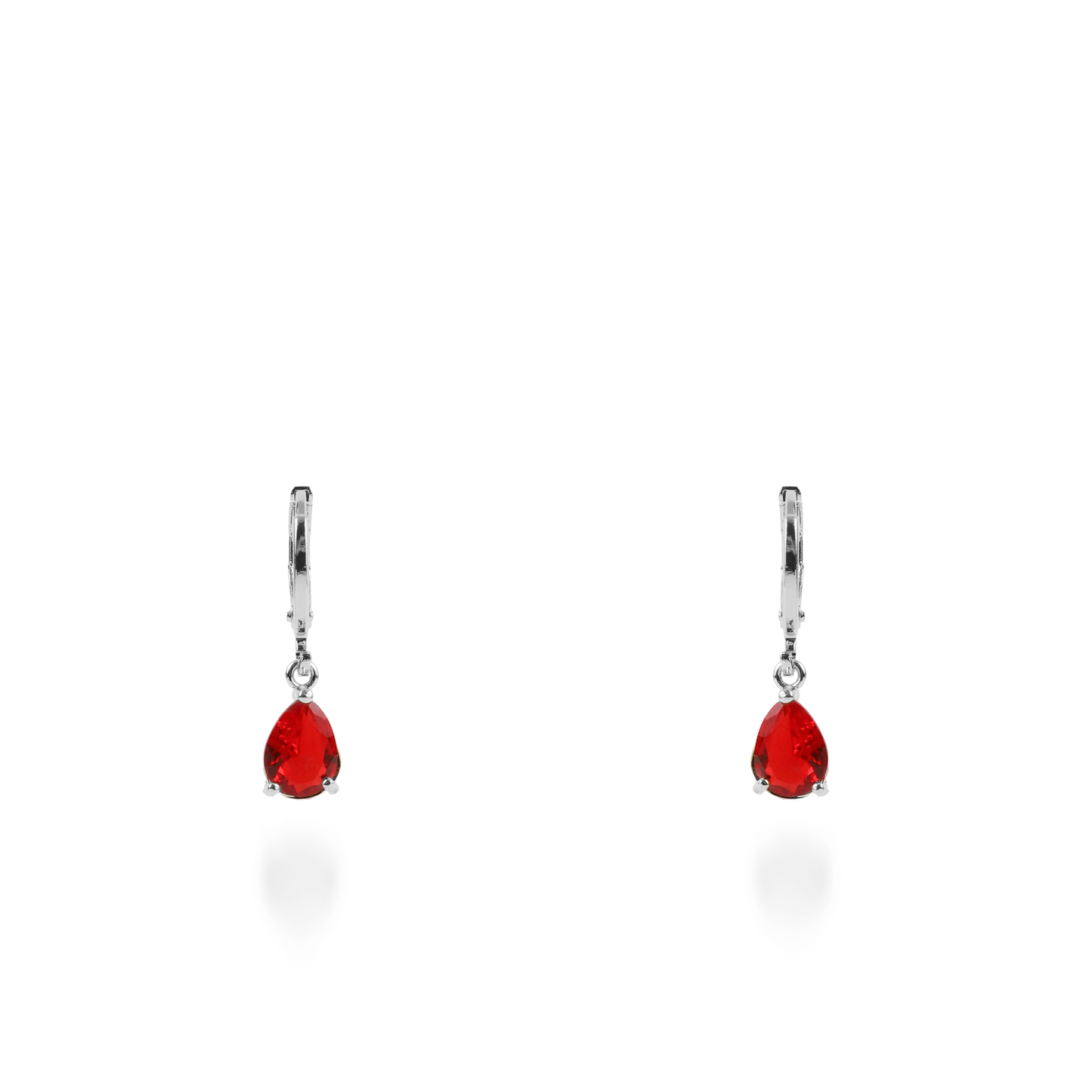 Σκουλαρίκια κρεμαστά με πέτρες ζιργκόν Mar and Mar Quilly Silver (Red)