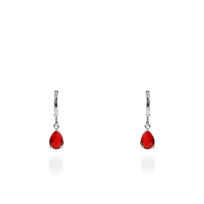 Σκουλαρίκια κρεμαστά με πέτρες ζιργκόν Mar and Mar Quilly Silver (Red)