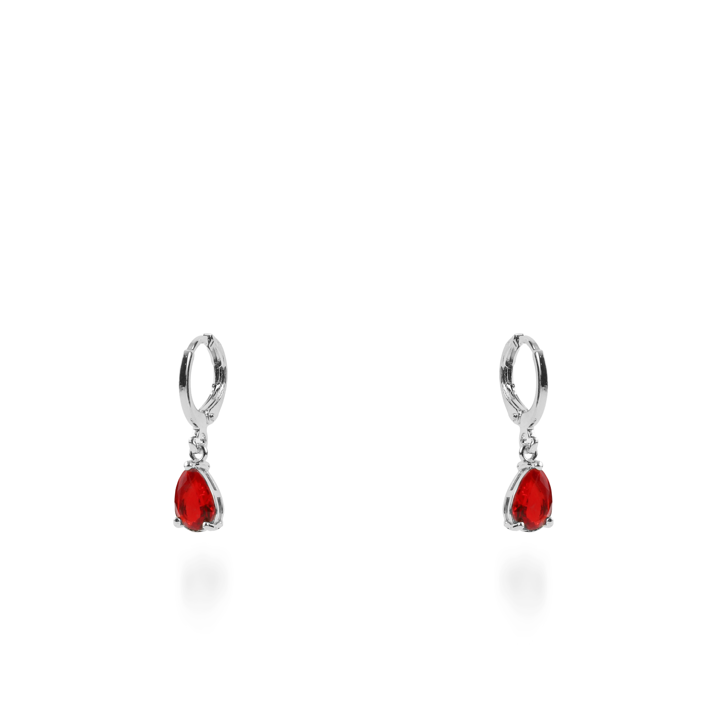 Σκουλαρίκια κρεμαστά με πέτρες ζιργκόν Mar and Mar Quilly Silver (Red)