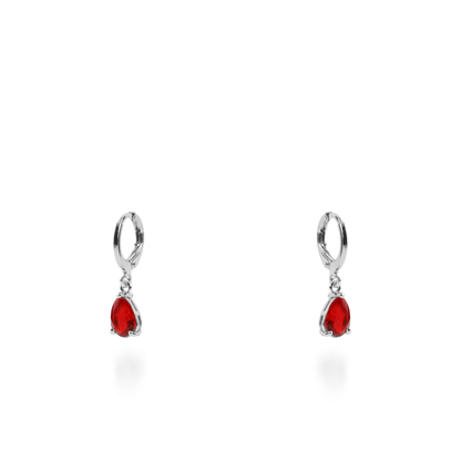Σκουλαρίκια κρεμαστά με πέτρες ζιργκόν Mar and Mar Quilly Silver (Red)