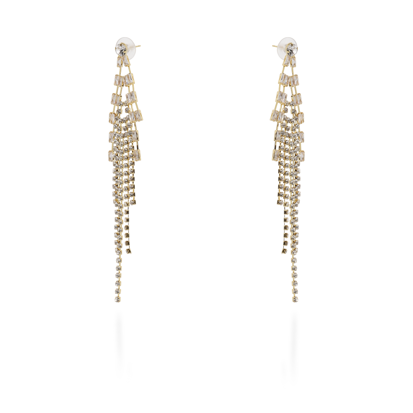 Σκουλαρίκια κρεμαστά με baguettes πέτρες ζιργκόν Javana