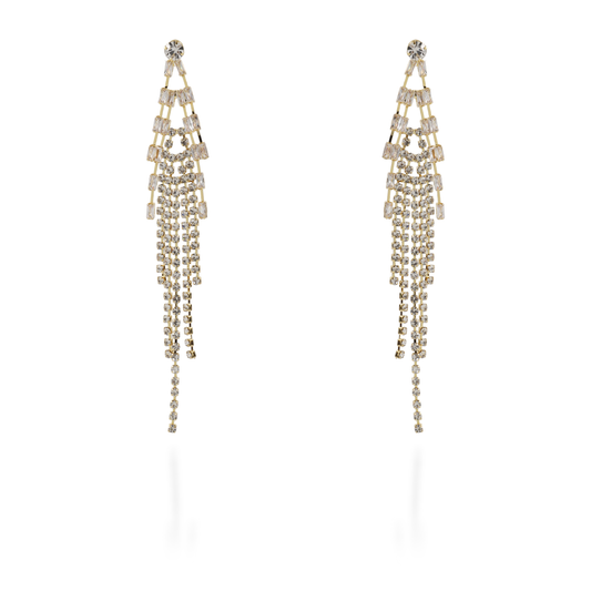 Σκουλαρίκια κρεμαστά με baguettes πέτρες ζιργκόν Javana