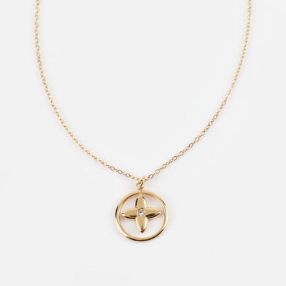 Κολιέ με πέτρα ζιργκόν Mar & Mar Jolanda IV (Gold) από ανοξείδωτο ατσάλι