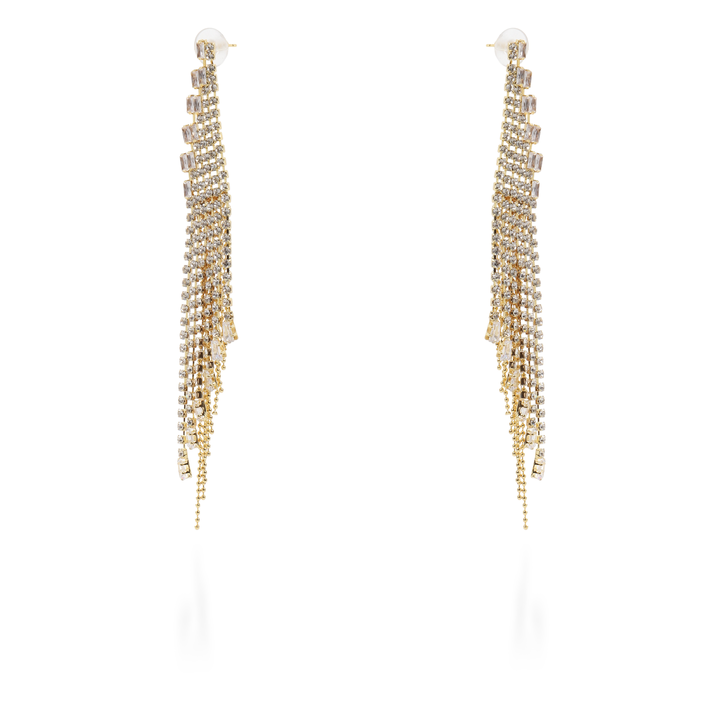 Σκουλαρίκια κρεμαστά με baguettes πέτρες ζιργκόν Mar and Mar Lorelei