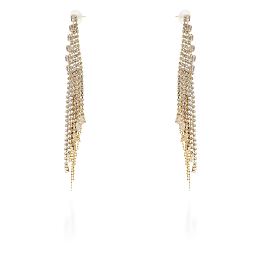 Σκουλαρίκια κρεμαστά με baguettes πέτρες ζιργκόν Mar and Mar Lorelei