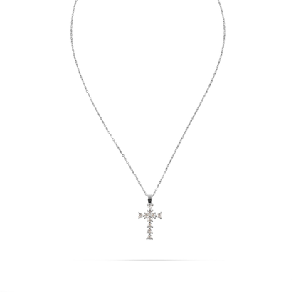Κολιέ σταυρός με πέτρες ζιργκόν Mar and Mar Nythera (Silver) από ανοξείδωτο ατσάλι