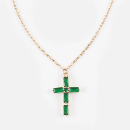 Κολιέ με σταυρό και ζιργκόν Perdita Cross