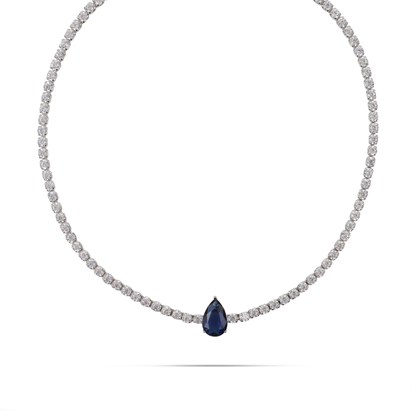 Κολιέ choker δάκρυ με πέτρες ζιργκόν Mar and Mar Renata Tennis (Blue) Silver