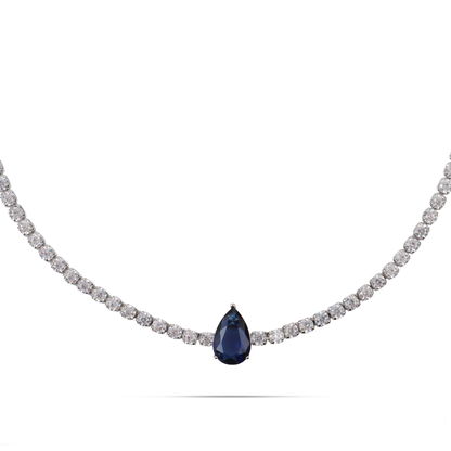 Κολιέ choker δάκρυ με πέτρες ζιργκόν Mar and Mar Renata Tennis (Blue) Silver