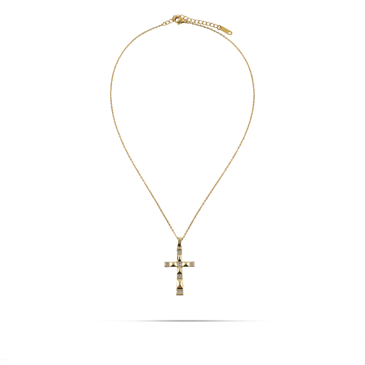 Κολιέ σταυρός με πέτρες ζιργκόν Mar and Mar Thalvire από ανοξείδωτο ατσάλι