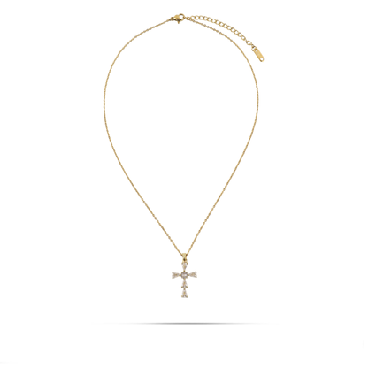 Κολιέ σταυρός με πέτρες ζιργκόν Mar and Mar Zavelle από ανοξείδωτο ατσάλι